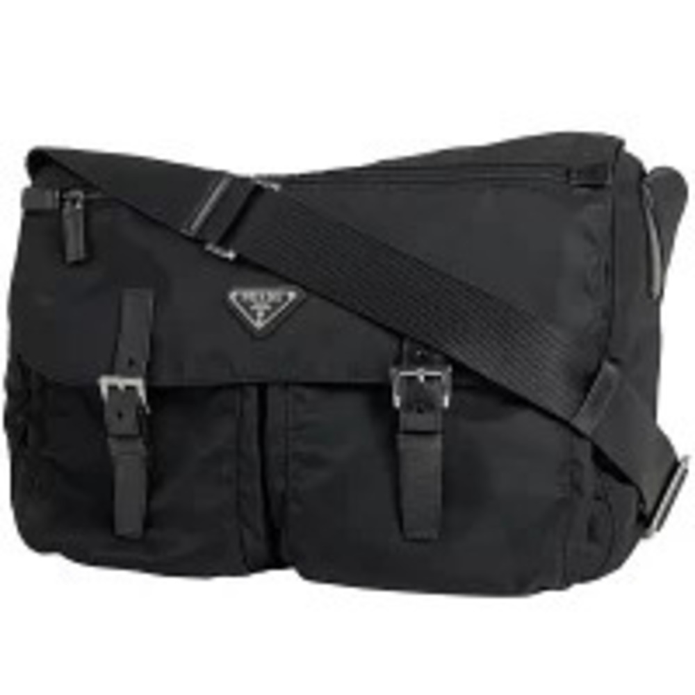 Prada Plate Shoulder Bag Messenger Nero Black